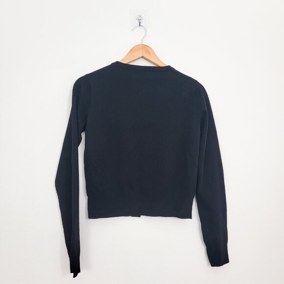 Rouje Perrine Floral Embroidered Wool Cardigan in Black 36 4 - Picture 6 of 8